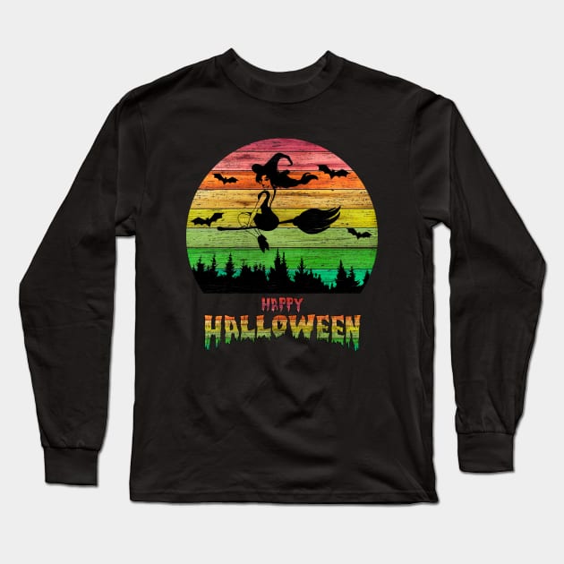 Vintage Halloween Girl Witch Long Sleeve T-Shirt by anbartshirts